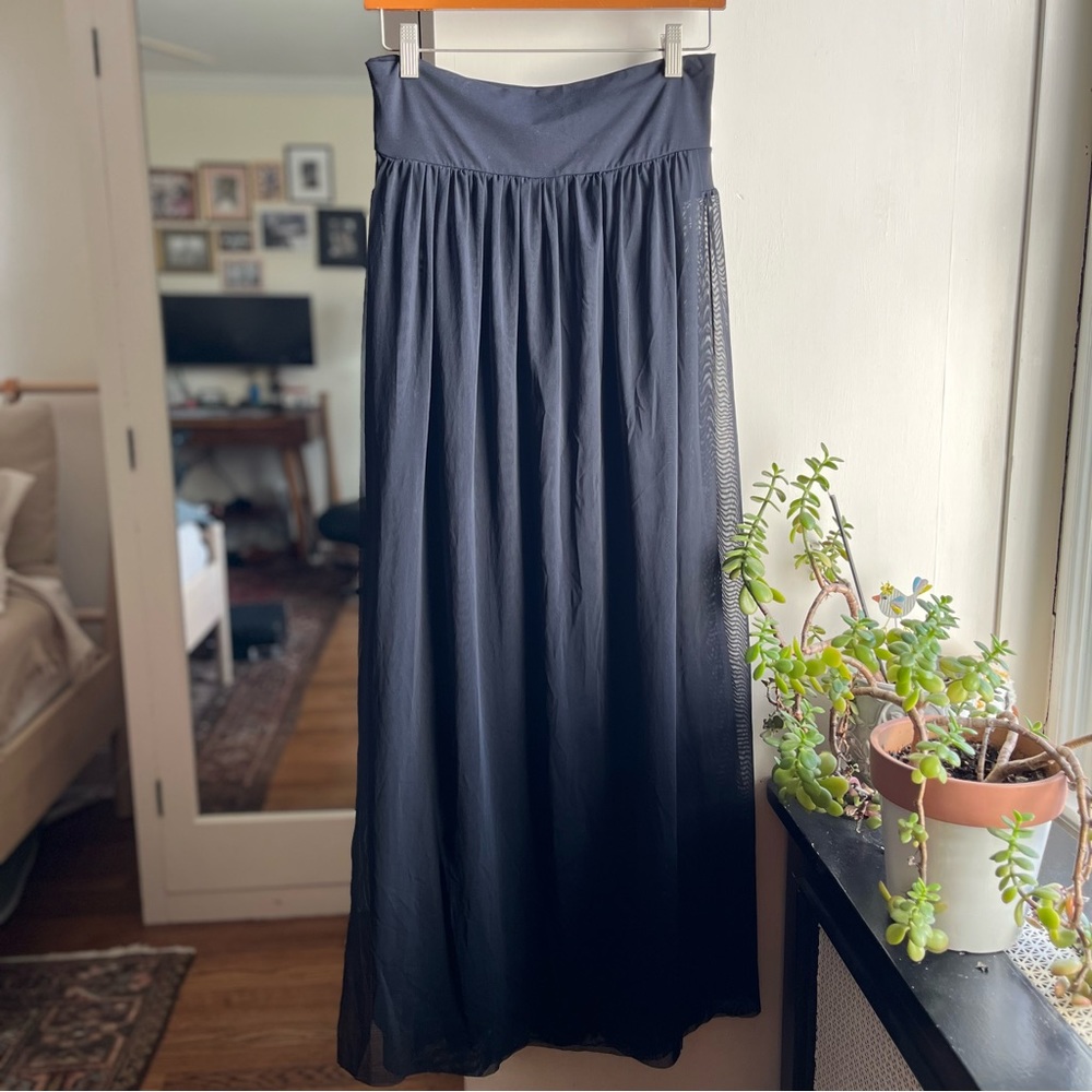 Jets by Jessika Allen Aspire Layered Mesh Maxi Coverup Skirt black US 6